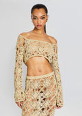 Sadie Metallic Crochet Top by retrofête in Metallic Gold, product image 1