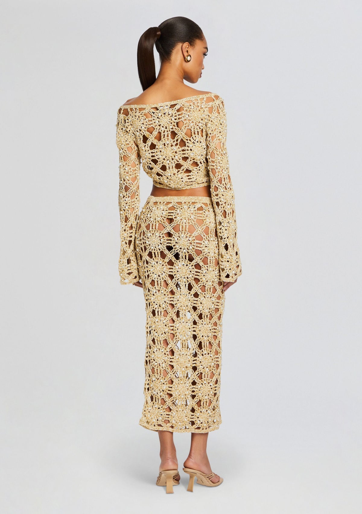Sadie Metallic Crochet Top by retrofête in Metallic Gold, product image 4