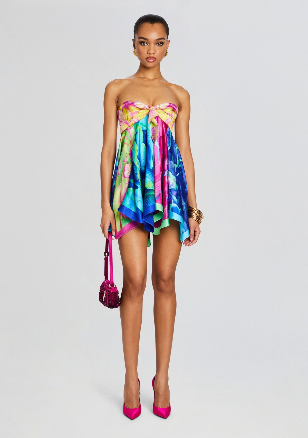Senna Silk Dress by retrofête in Mixed Peony, product image 1