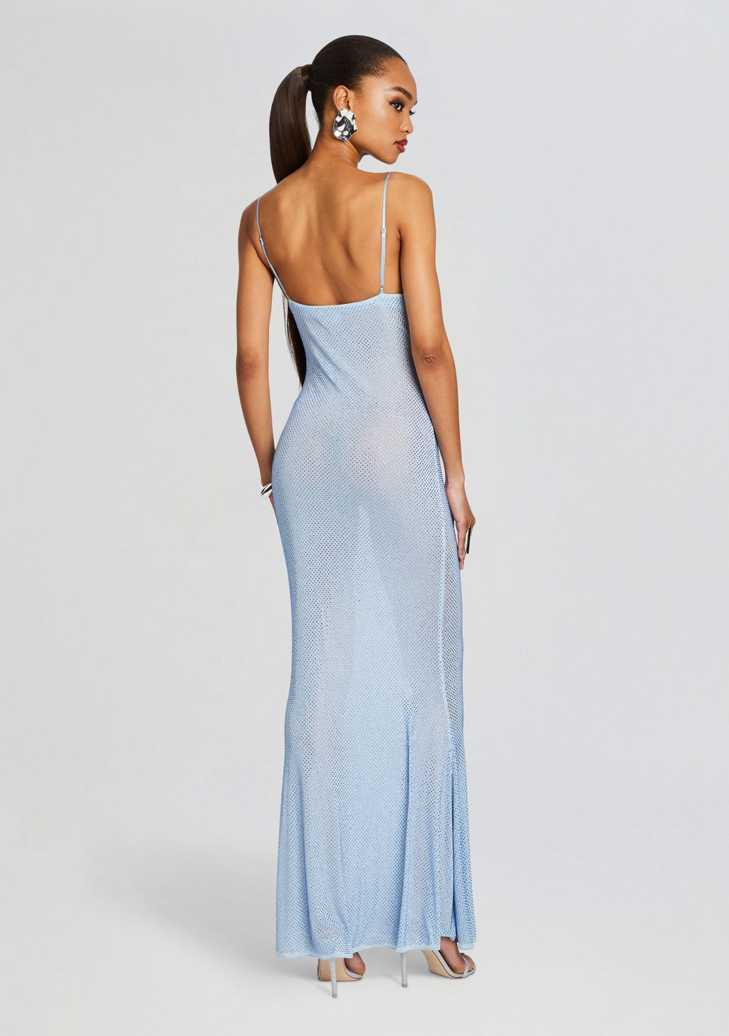 Shilo Embellished Silk Dress by retrofête in Dusk Blue, product image 4