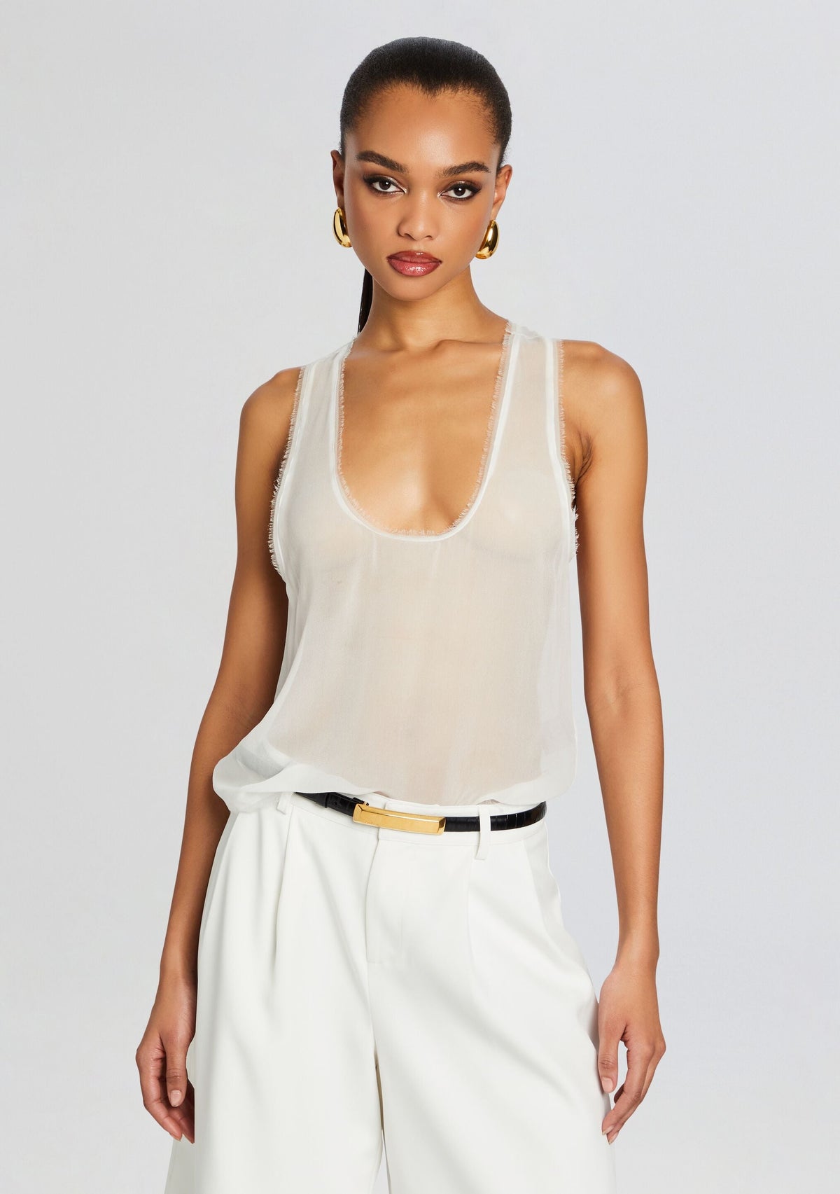 Shye Silk Top by retrofête in White, product image 1
