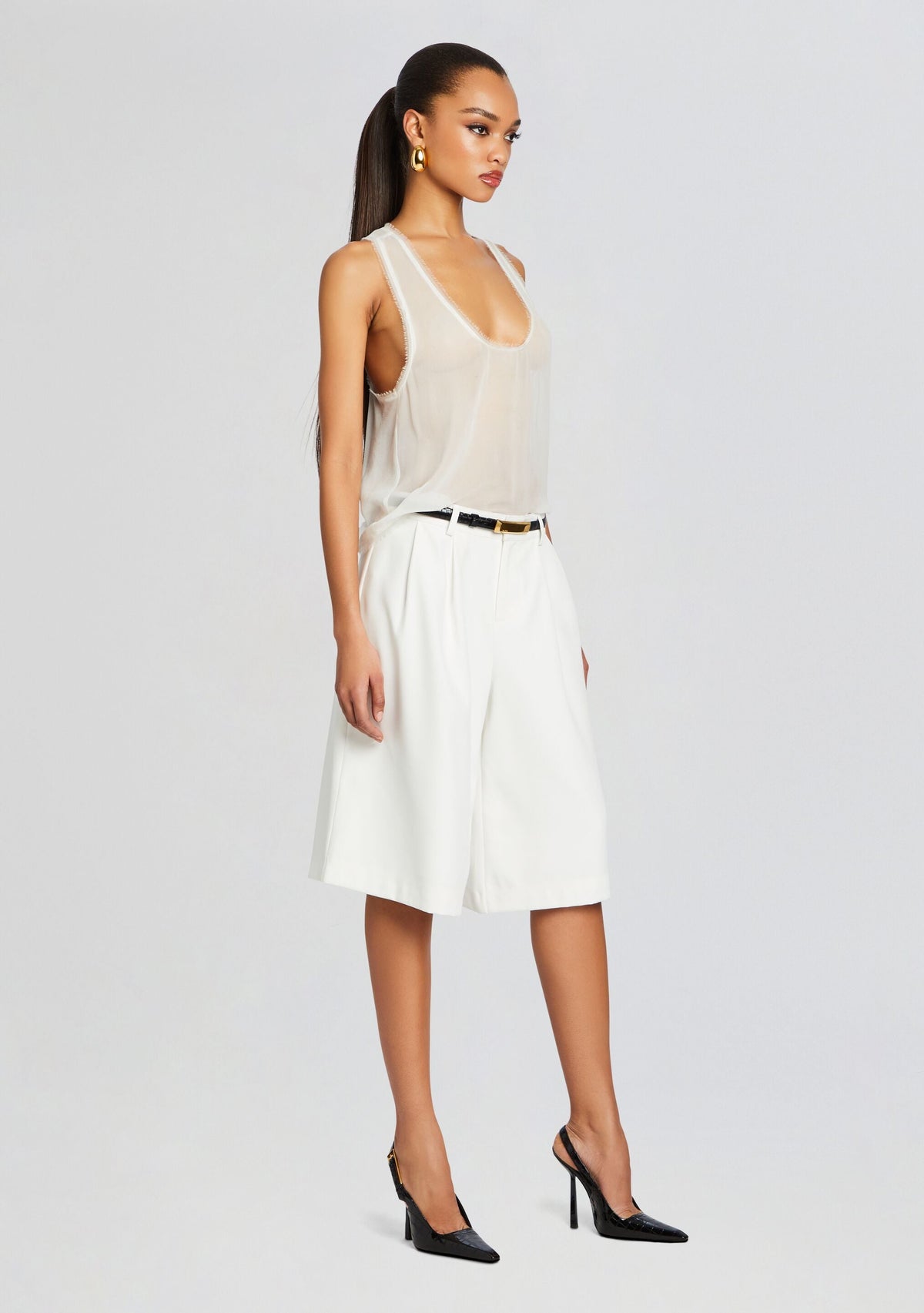 Shye Silk Top by retrofête in White, product image 4