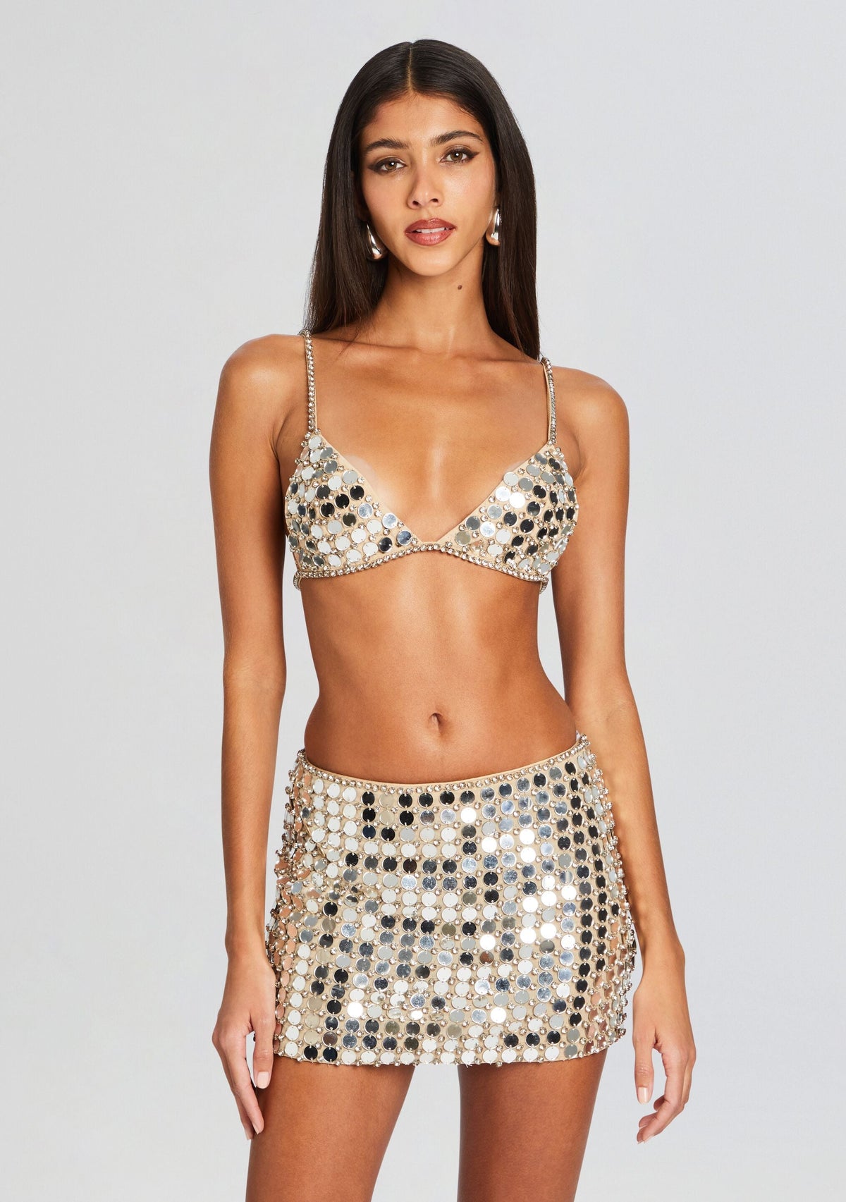 Silas Embellished Bra by retrofête in Champagne Dust, product image 1