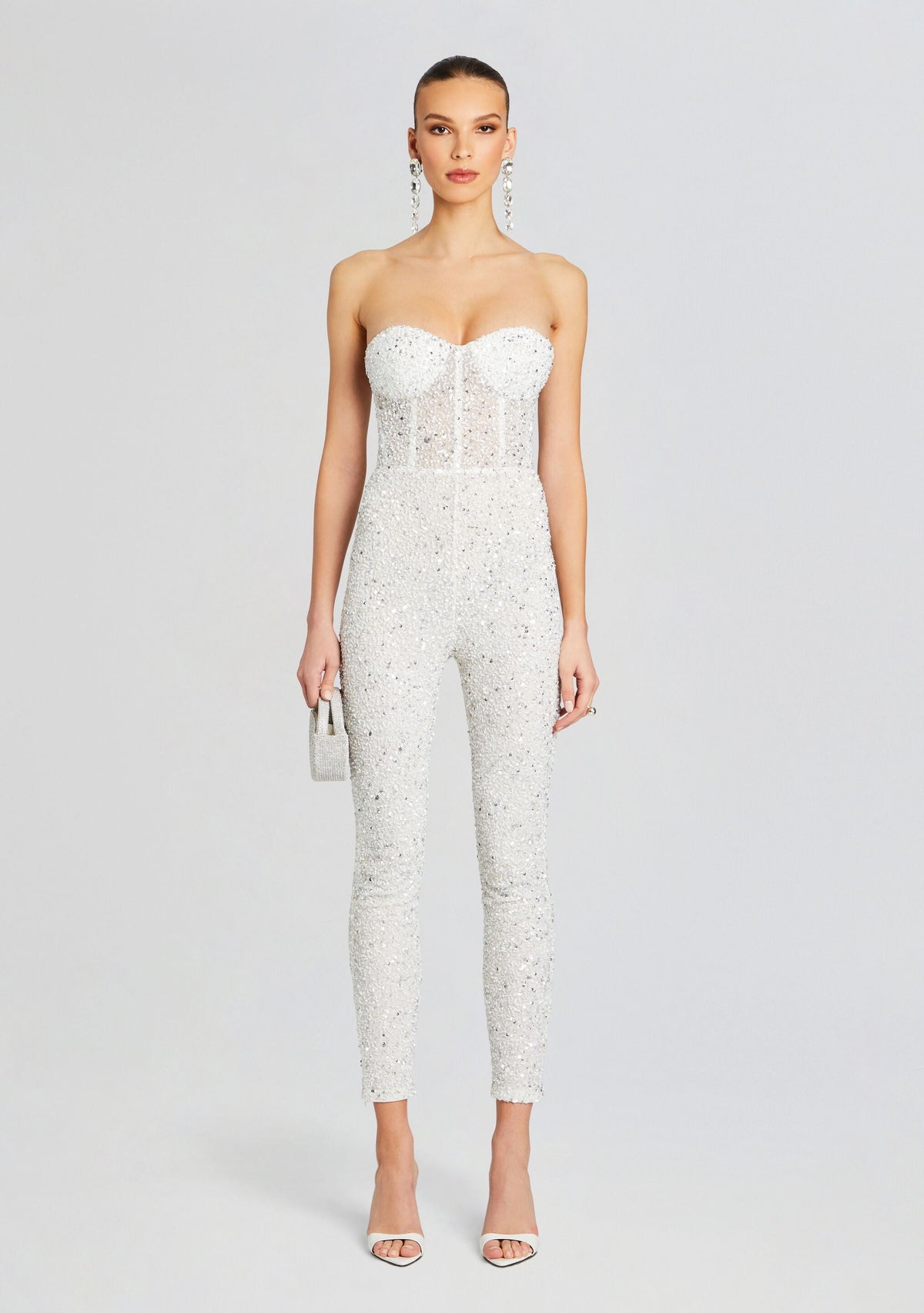 Elodie Jumpsuit by retrofête in Silver/White, product image 1