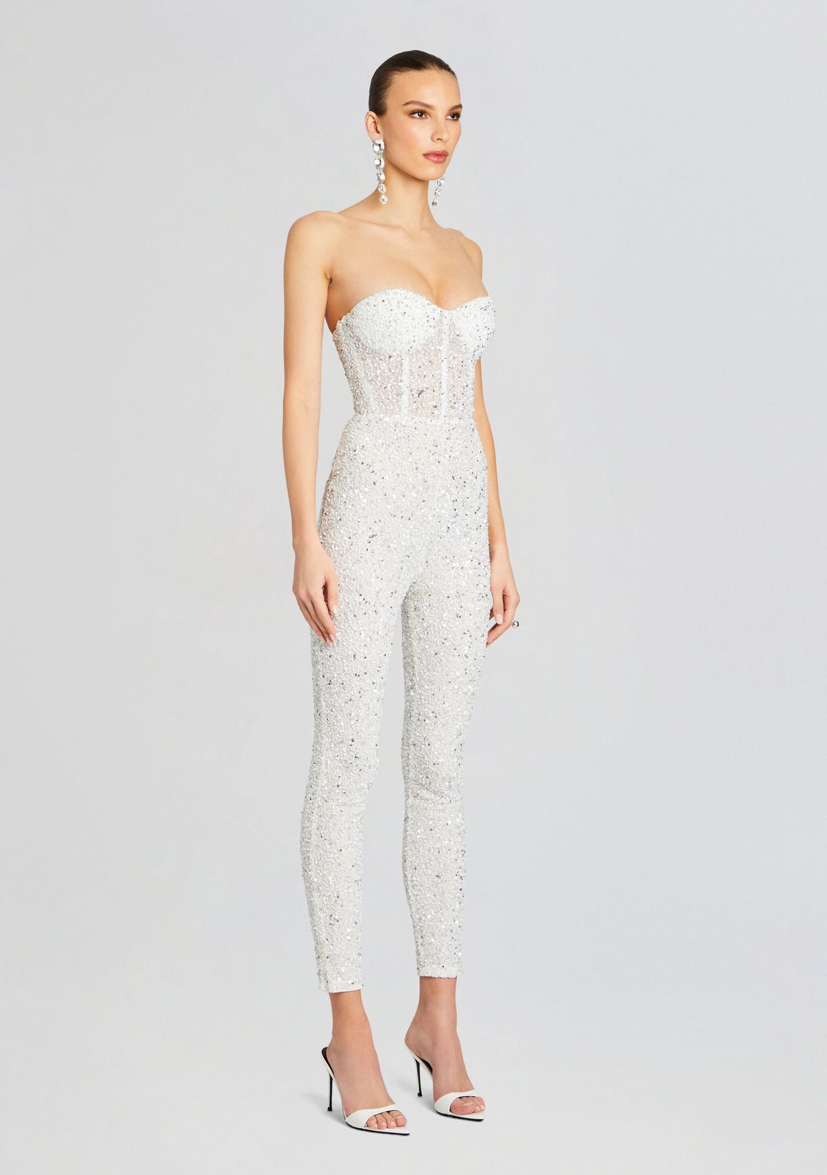 Elodie Jumpsuit by retrofête in Silver/White, product image 3