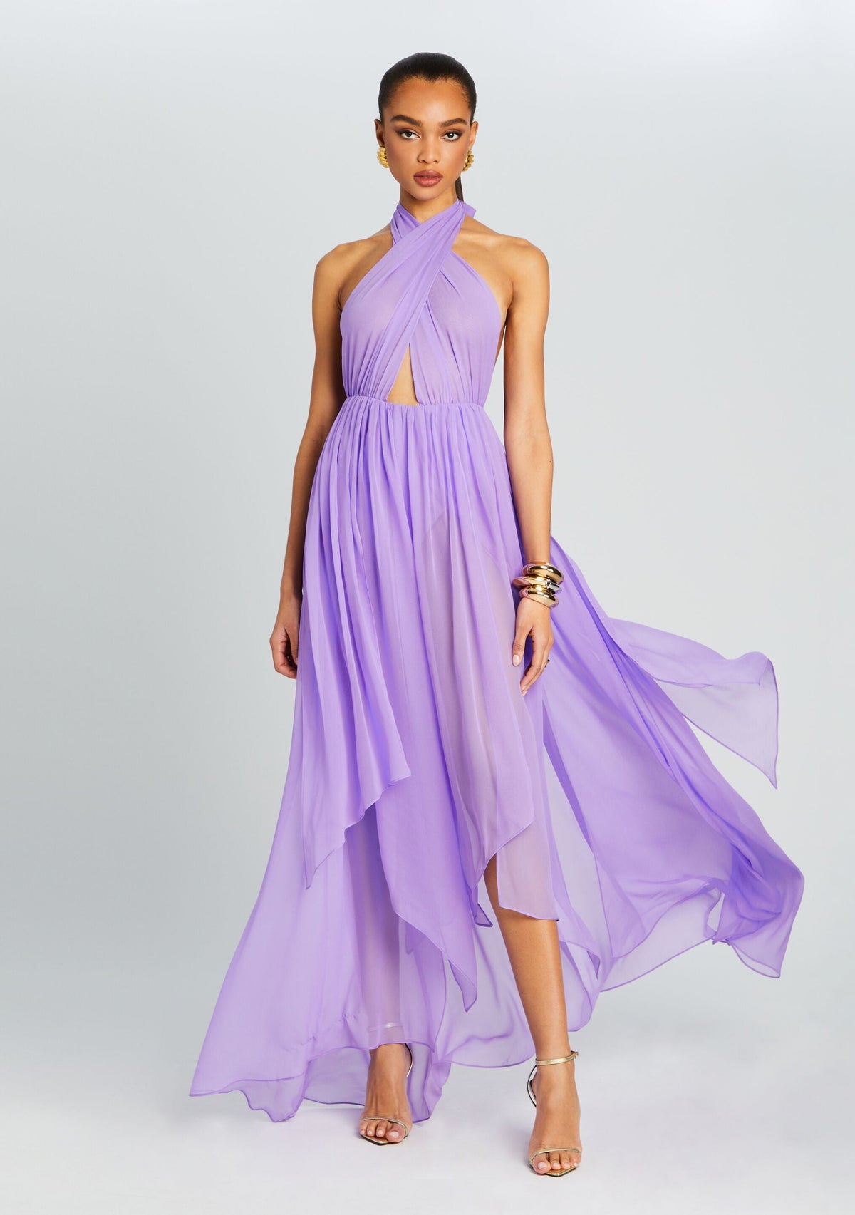 Ina Silk Chiffon Dress by retrofête in Wisteria, product image 1
