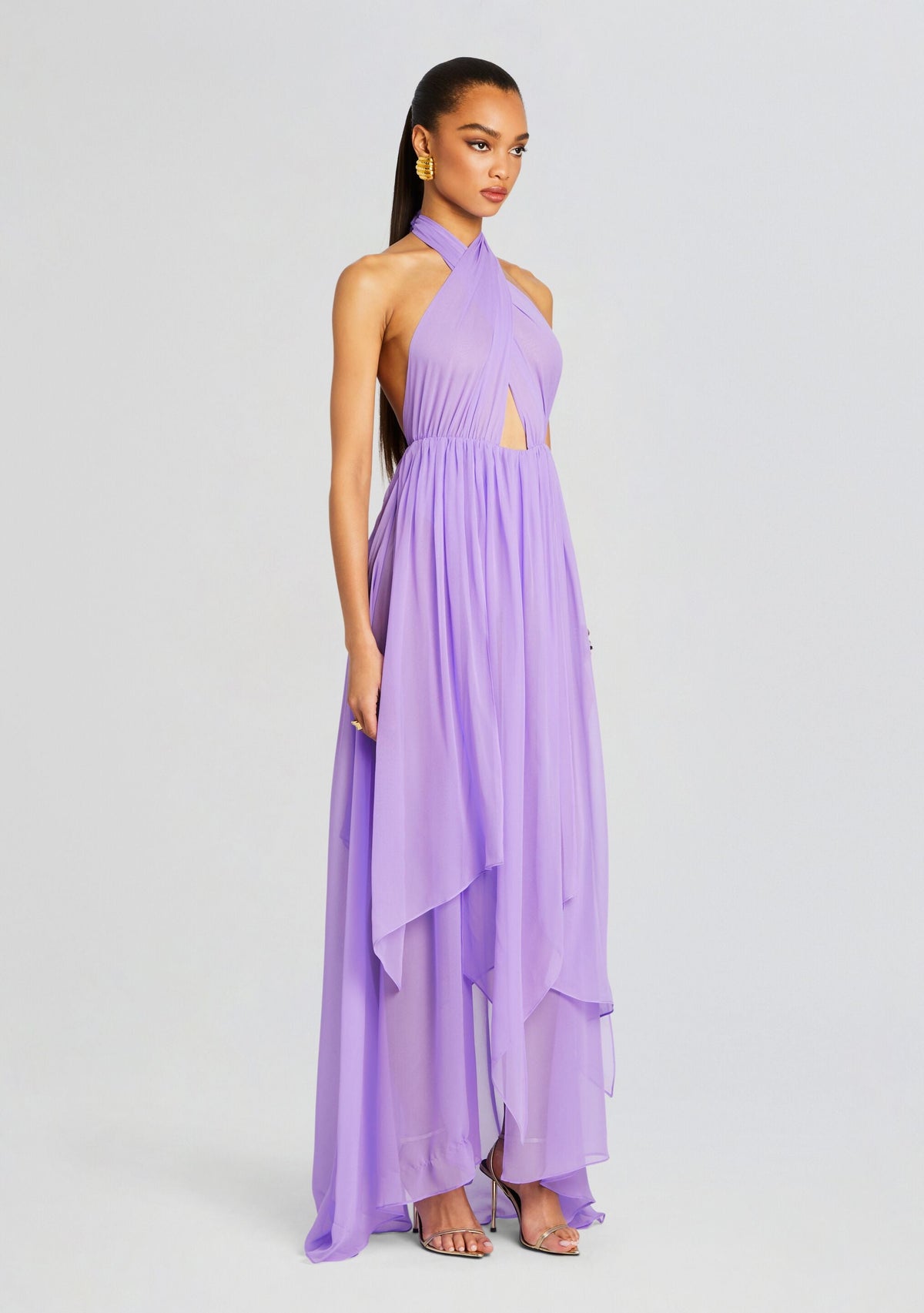 Ina Silk Chiffon Dress by retrofête in Wisteria, product image 3