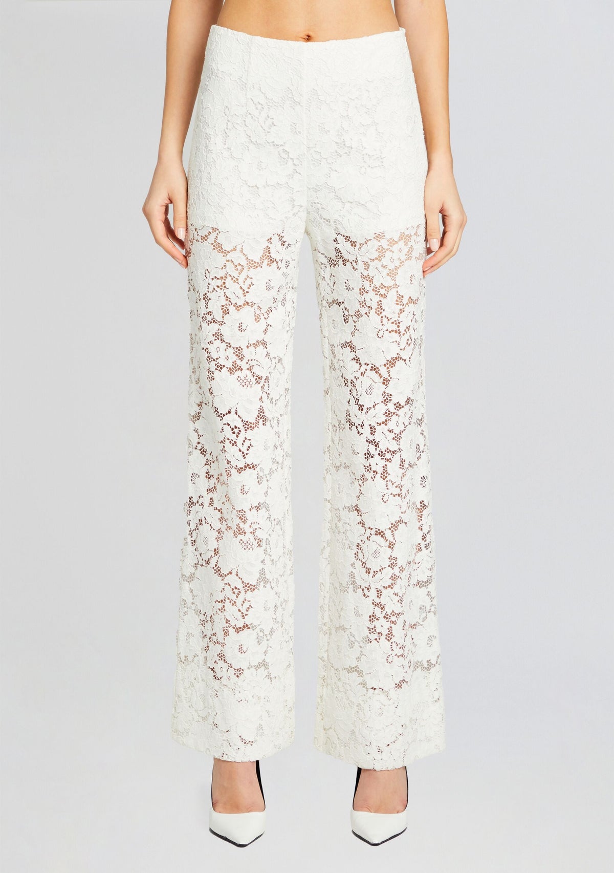London Lace Flared Pants by Sans Faff in White, product image 1