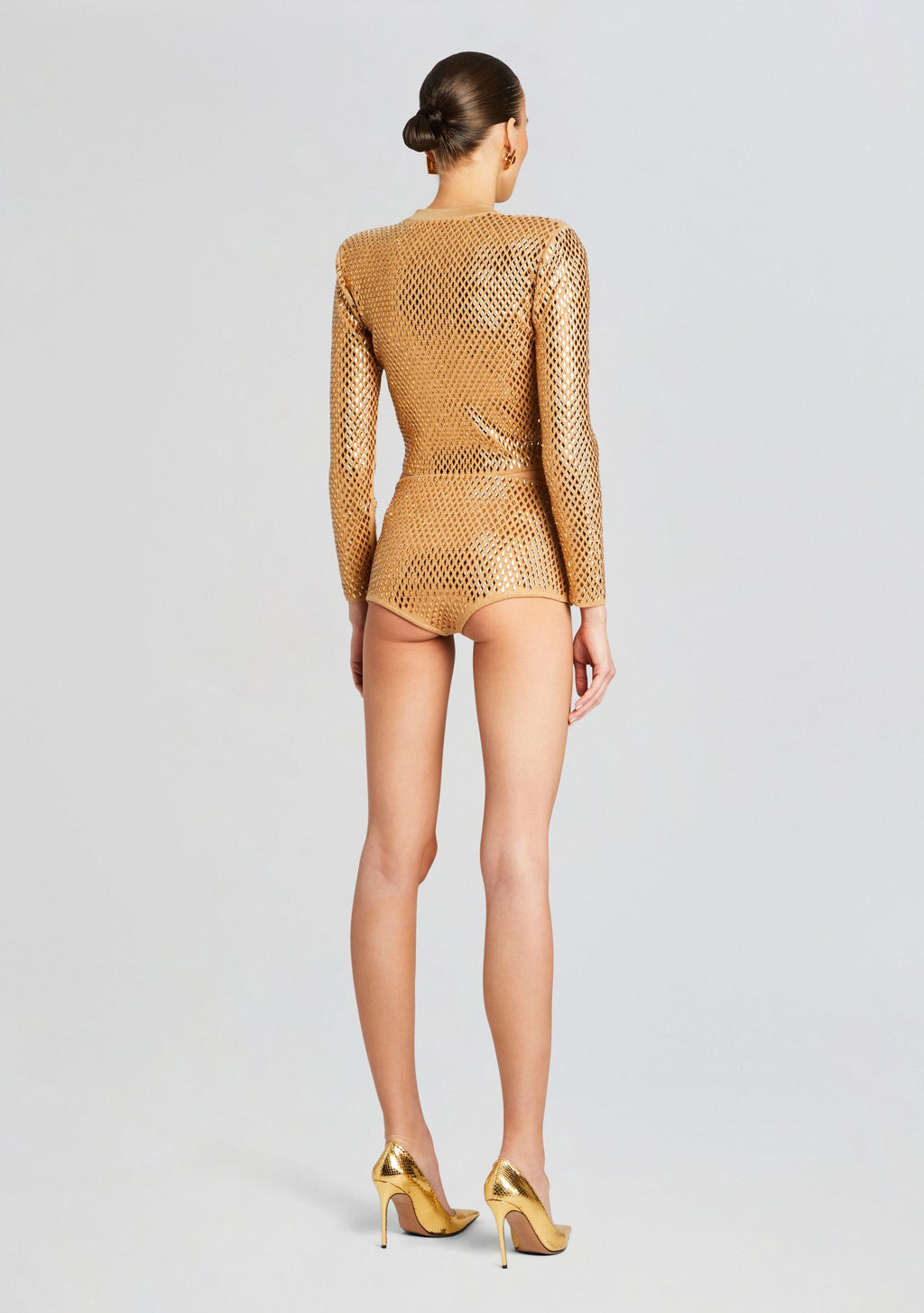 Tru Embellished Knit Short by retrofête in Gold/Metallic Nude, product image 4