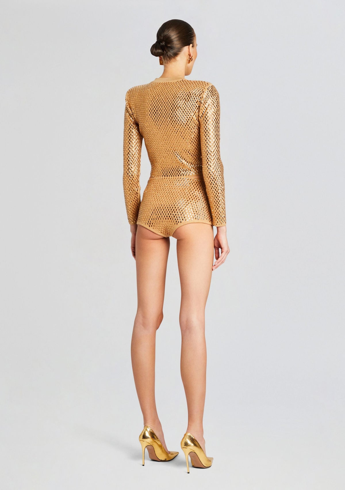 Tru Embellished Knit Short by retrofête in Gold/Metallic Nude, product image 4