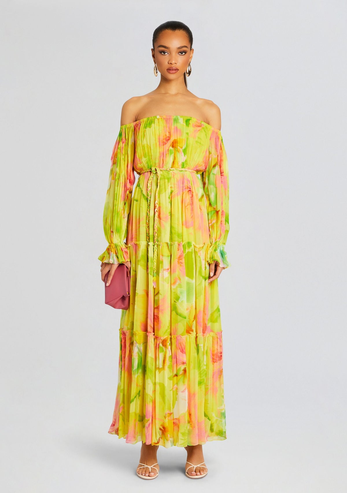 Mina Long Dress by Hemant & Nandita in Yellow Floral, product image 5