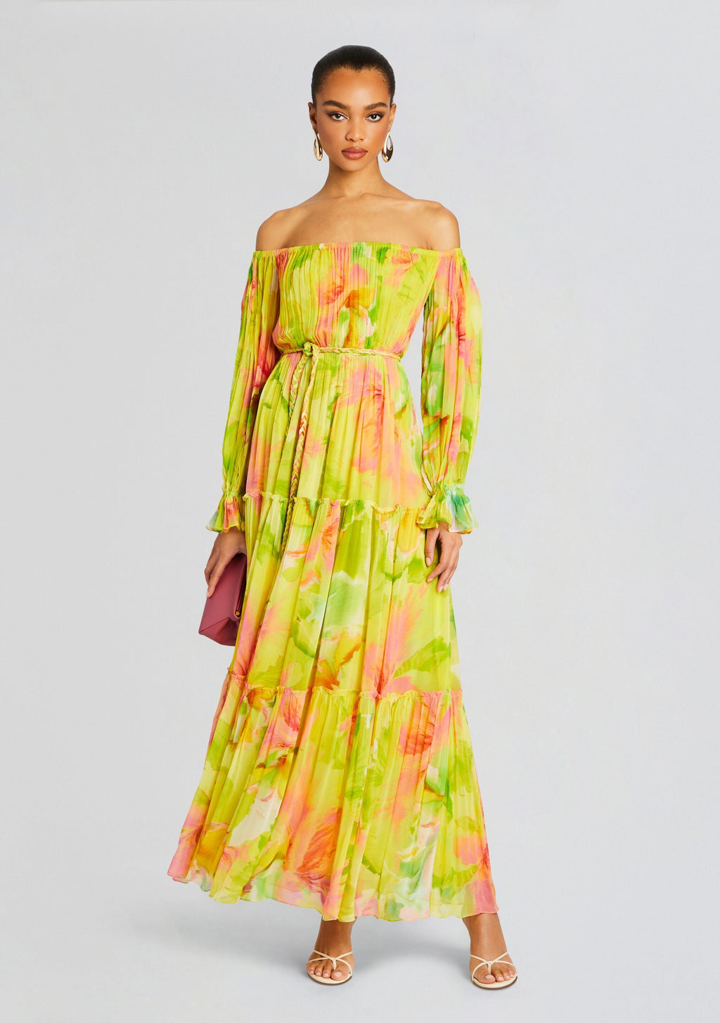 Mina Long Dress by Hemant & Nandita in Yellow Floral, product image 1