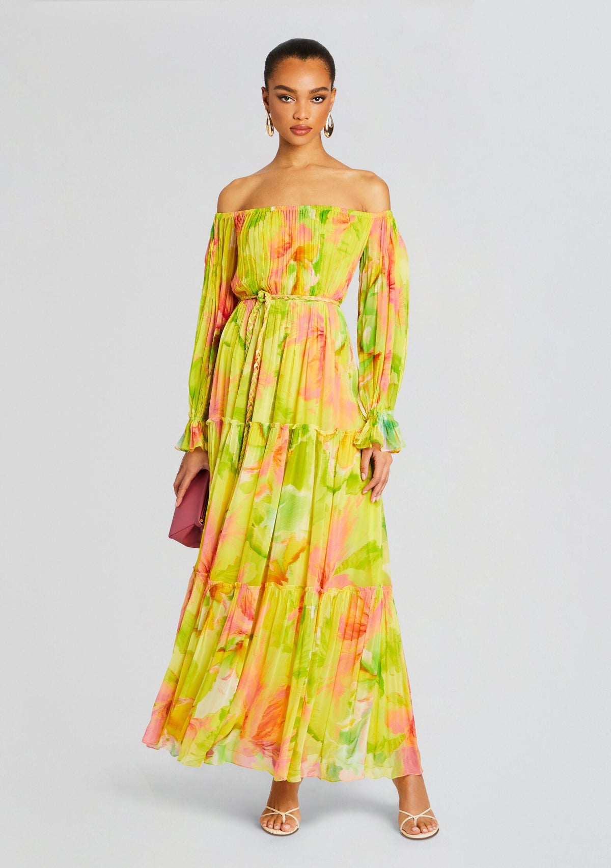 Mina Long Dress by Hemant & Nandita in Yellow Floral, product image 1