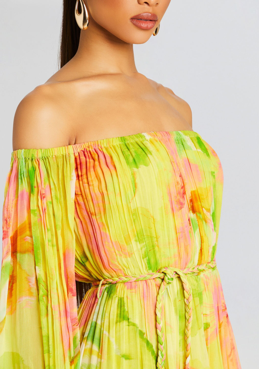 Mina Long Dress by Hemant & Nandita in Yellow Floral, product image 2