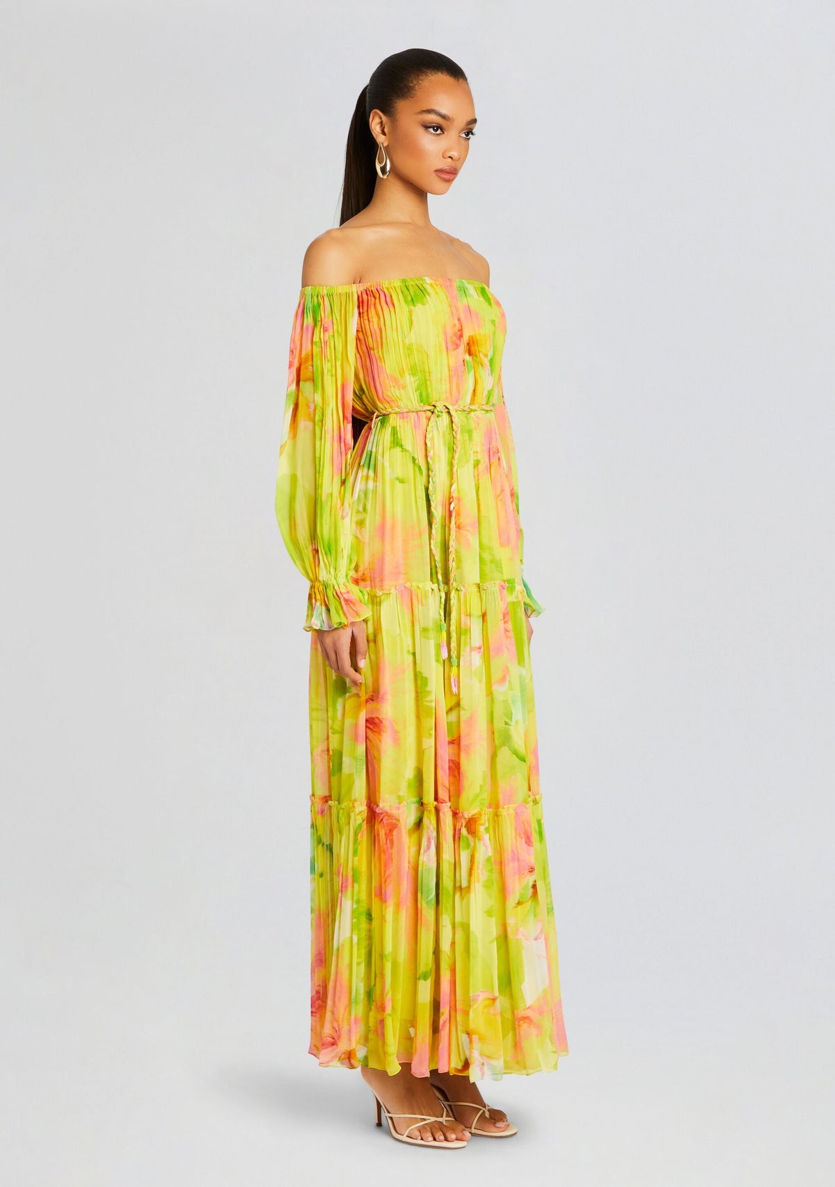 Mina Long Dress by Hemant & Nandita in Yellow Floral, product image 3