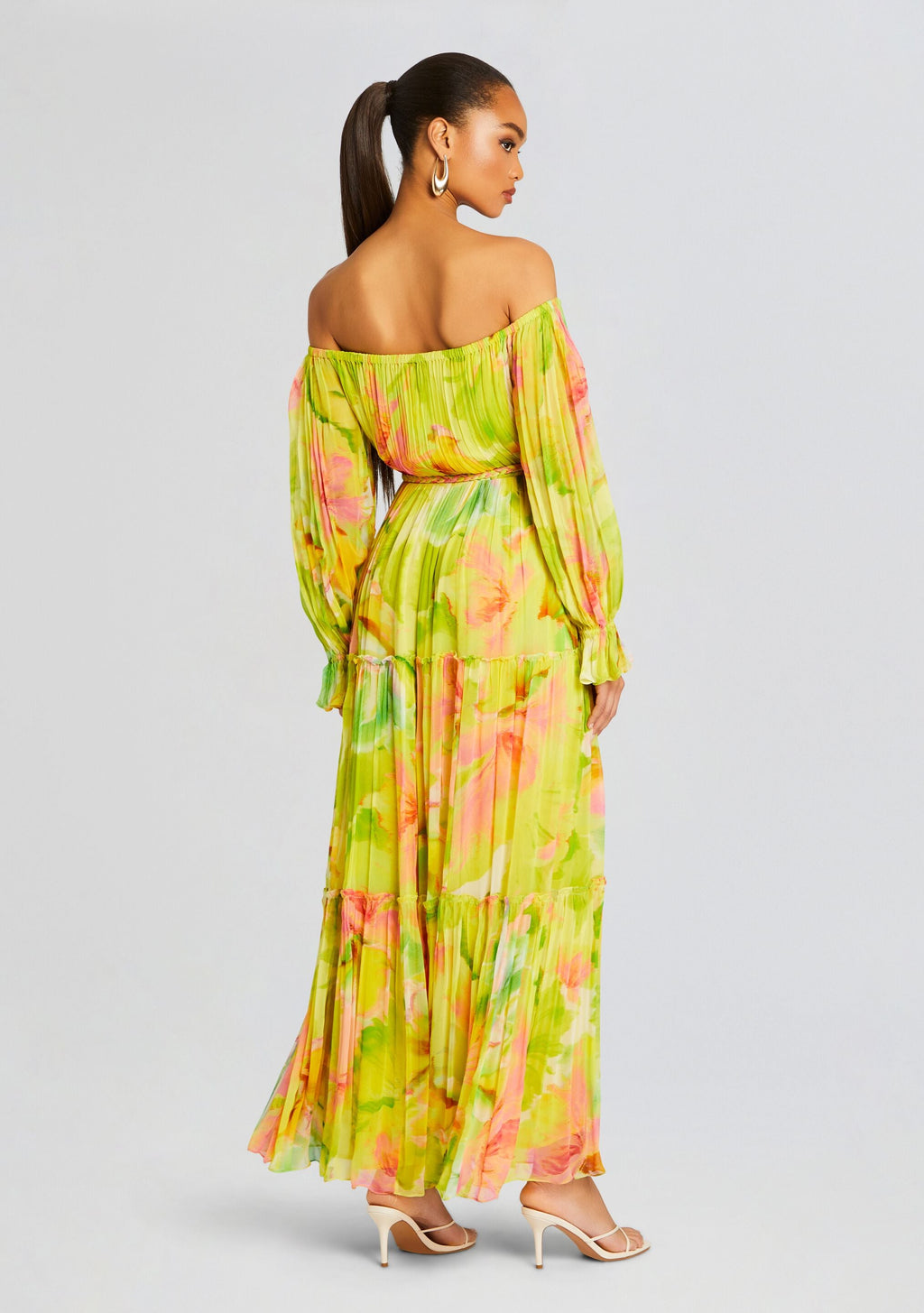 Mina Long Dress by Hemant & Nandita in Yellow Floral, product image 4