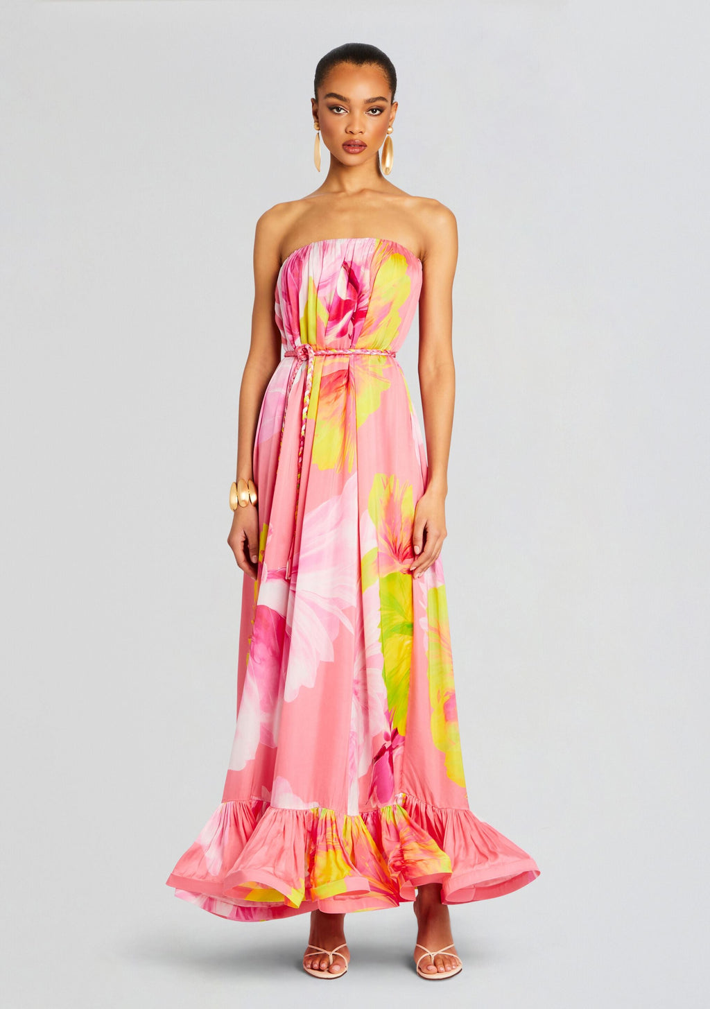 Mina Long Dress by Hemant & Nandita in Pink Floral, product image 1