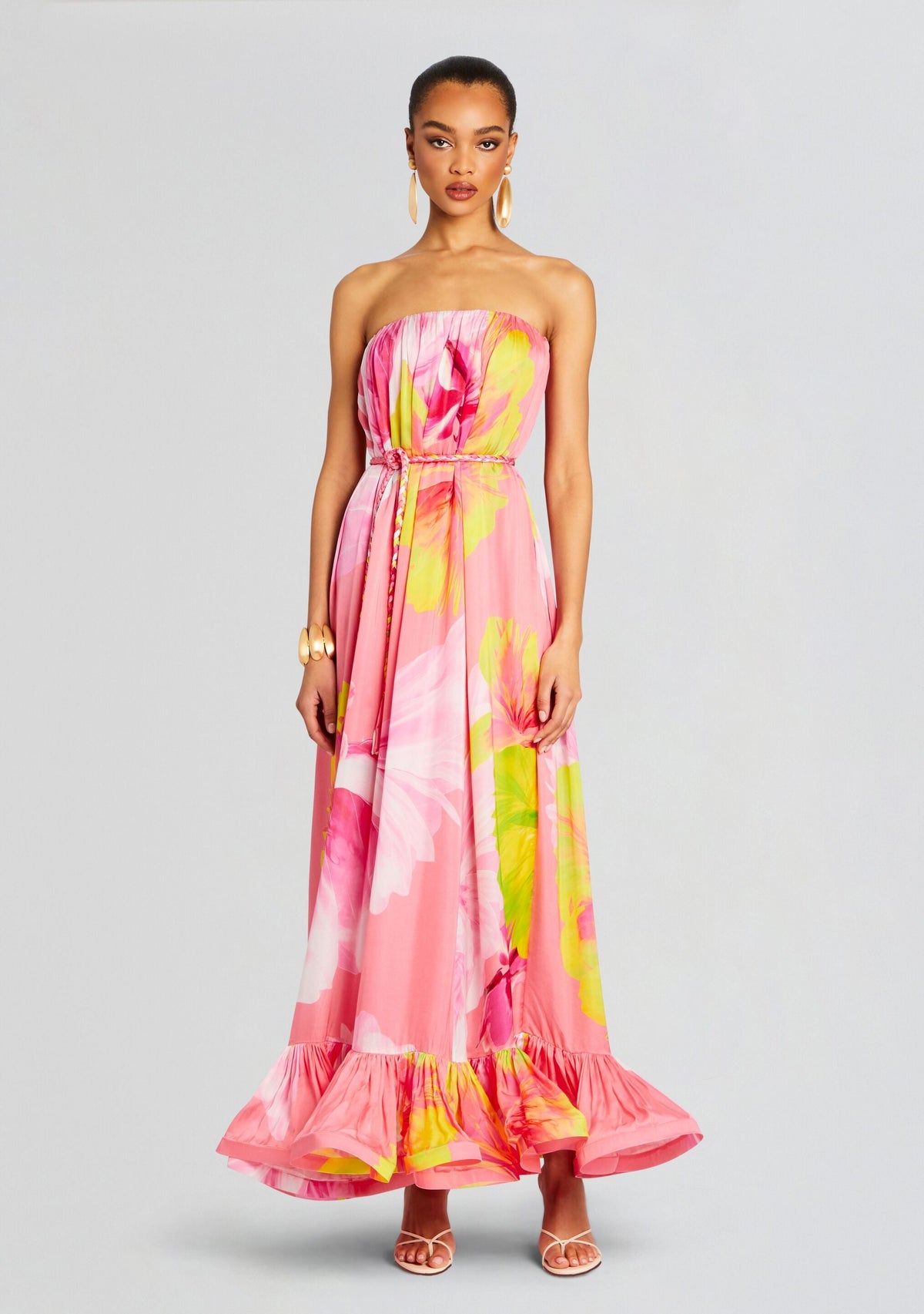 Mina Long Dress by Hemant & Nandita in Pink Floral, product image 1