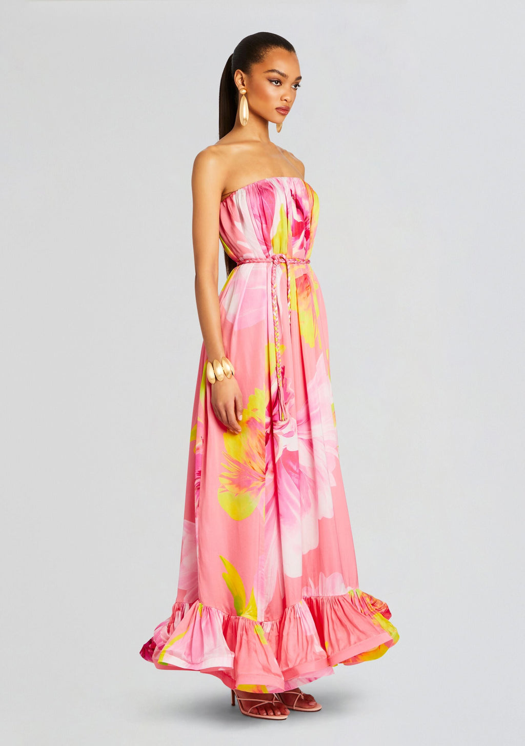 Mina Long Dress by Hemant & Nandita in Pink Floral, product image 3