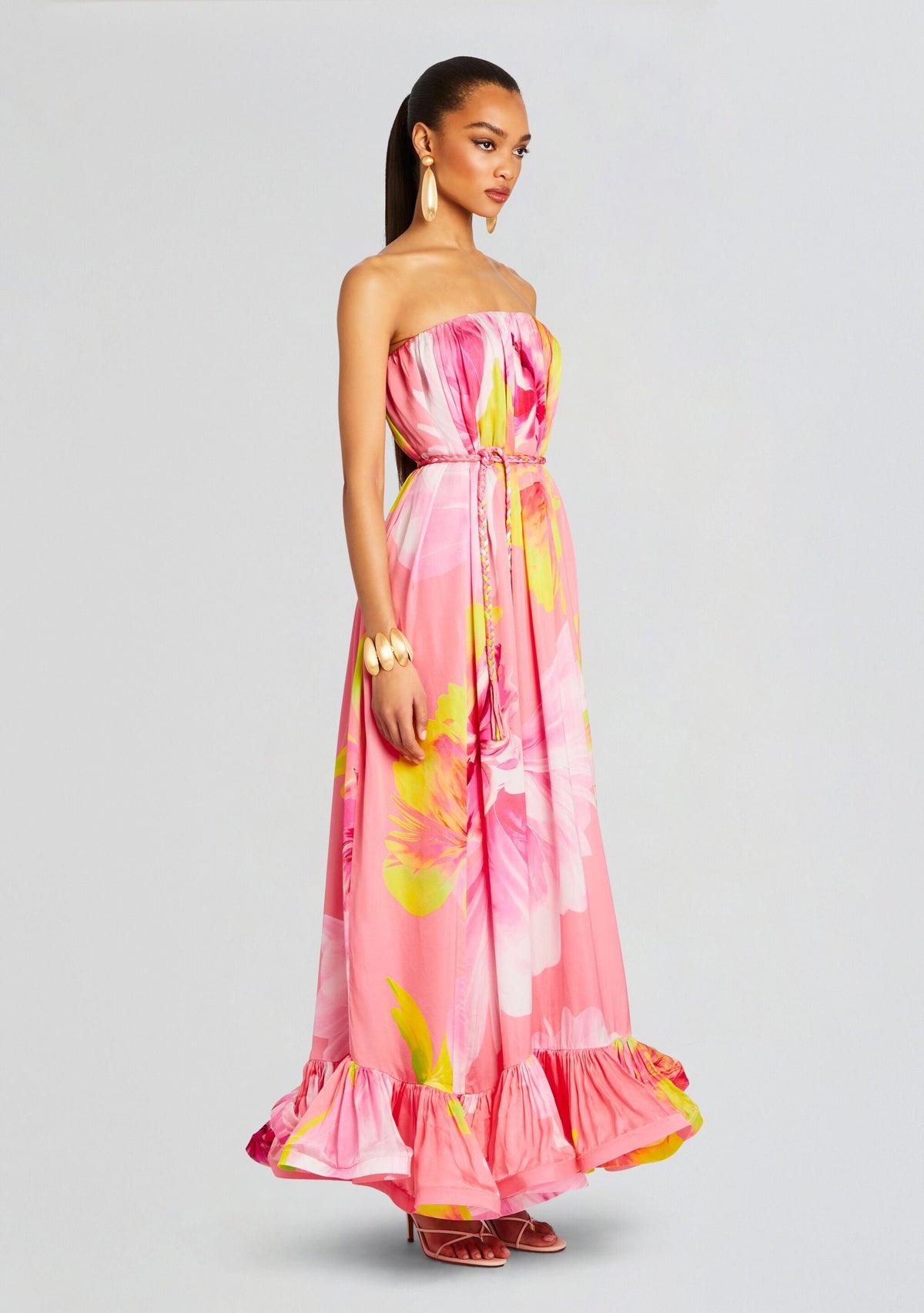 Mina Long Dress by Hemant & Nandita in Pink Floral, product image 3