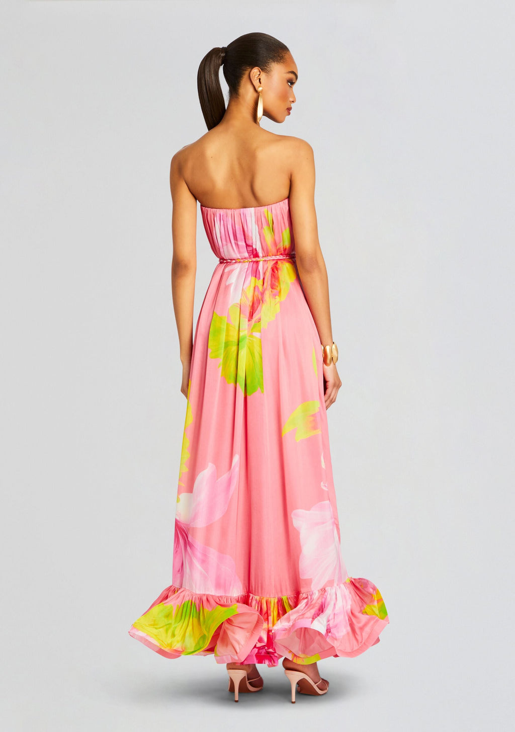 Mina Long Dress by Hemant & Nandita in Pink Floral, product image 4