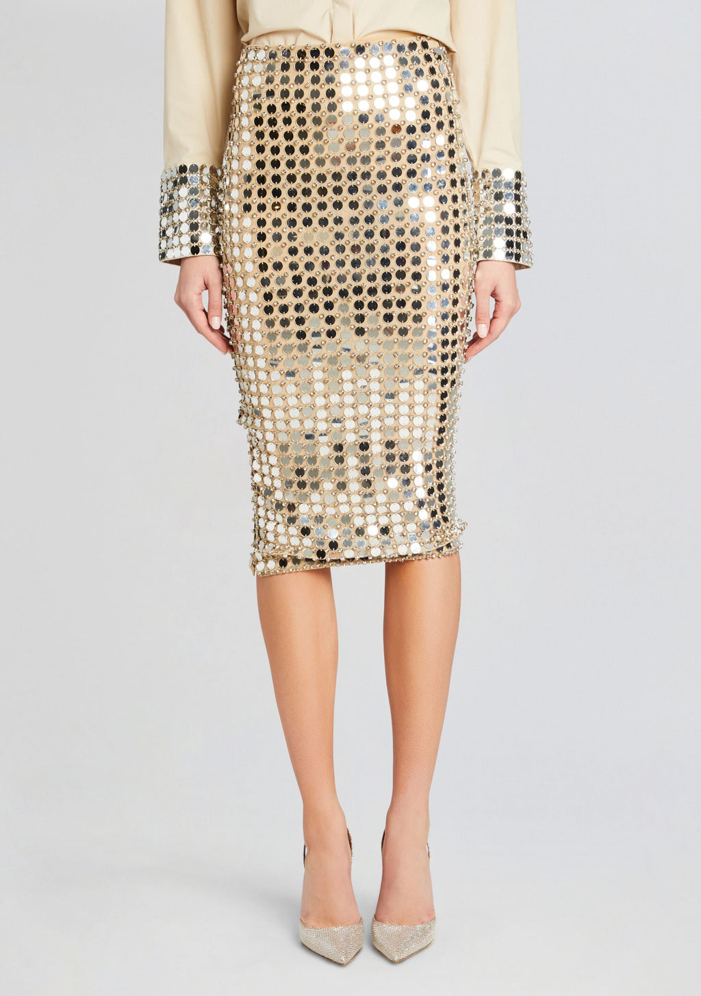 Brelan Embellished Skirt by retrofête in Champagne Dust, product image 1