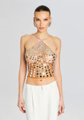 Sabel Embellished Top by retrofête in Tannin/Silver, product image 1