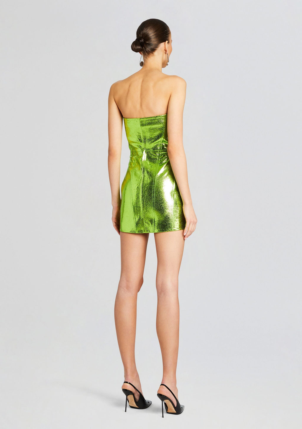 Sylvie Leather Dress by retrofête in Metallic Green, product image 4