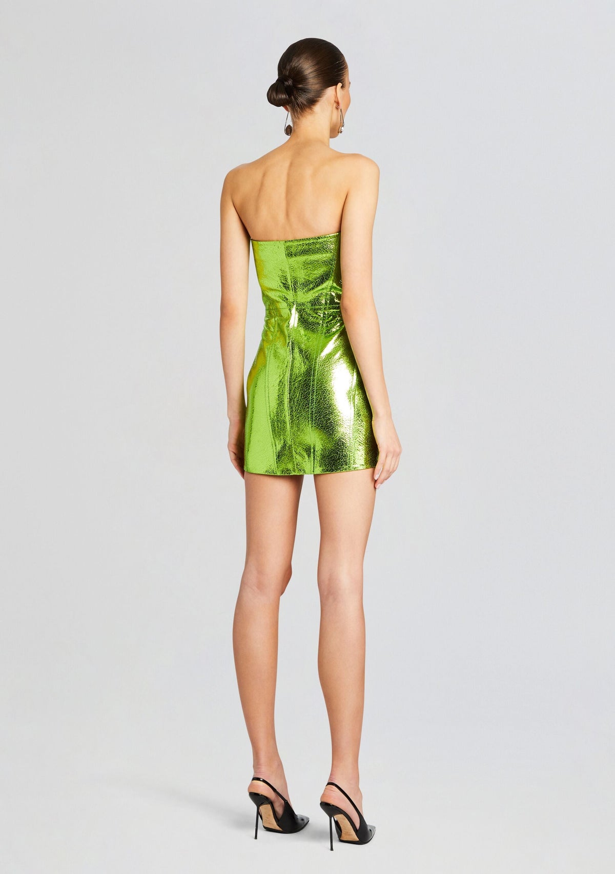 Sylvie Leather Dress by retrofête in Metallic Green, product image 4