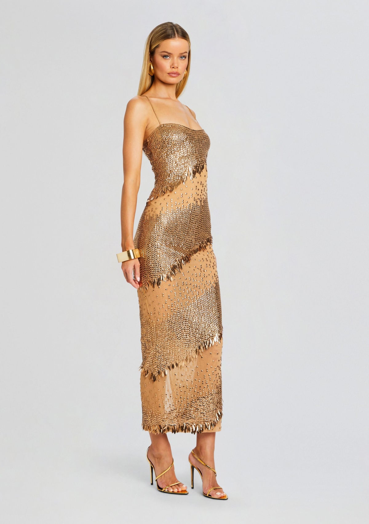 Carmine Embellished Dress by retrofête in Tannin, product image 3
