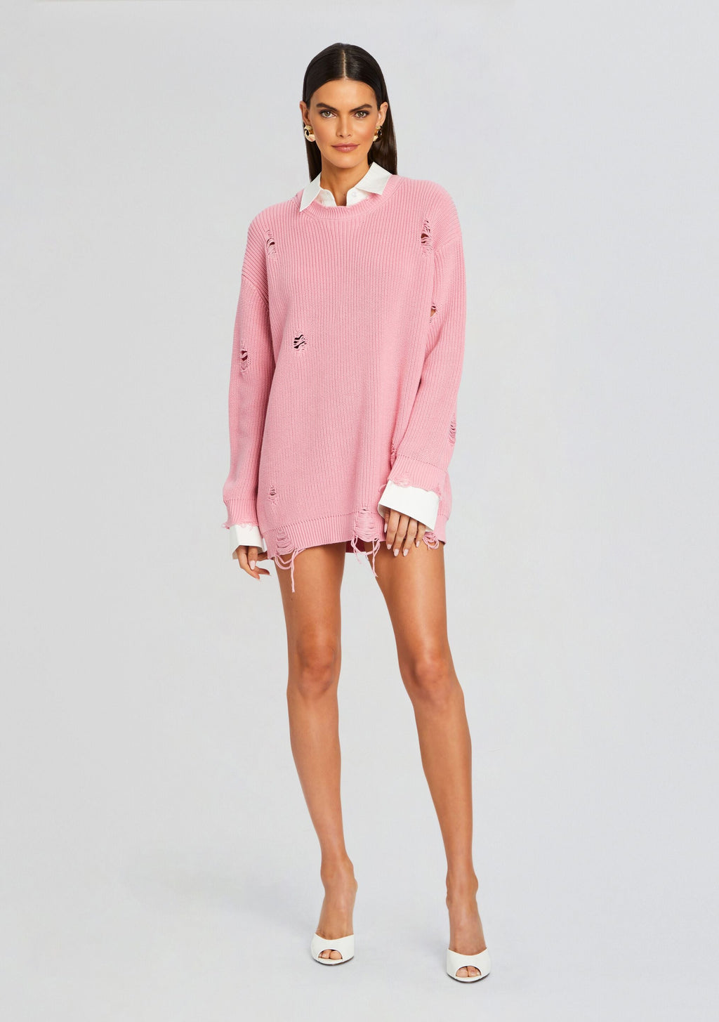 Chloe Sweater Dress by SEROYA in Powder Pink, product image 1
