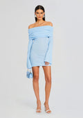 Galli Rib Knit Mini Dress by SEROYA in Powder Blue, product image 1