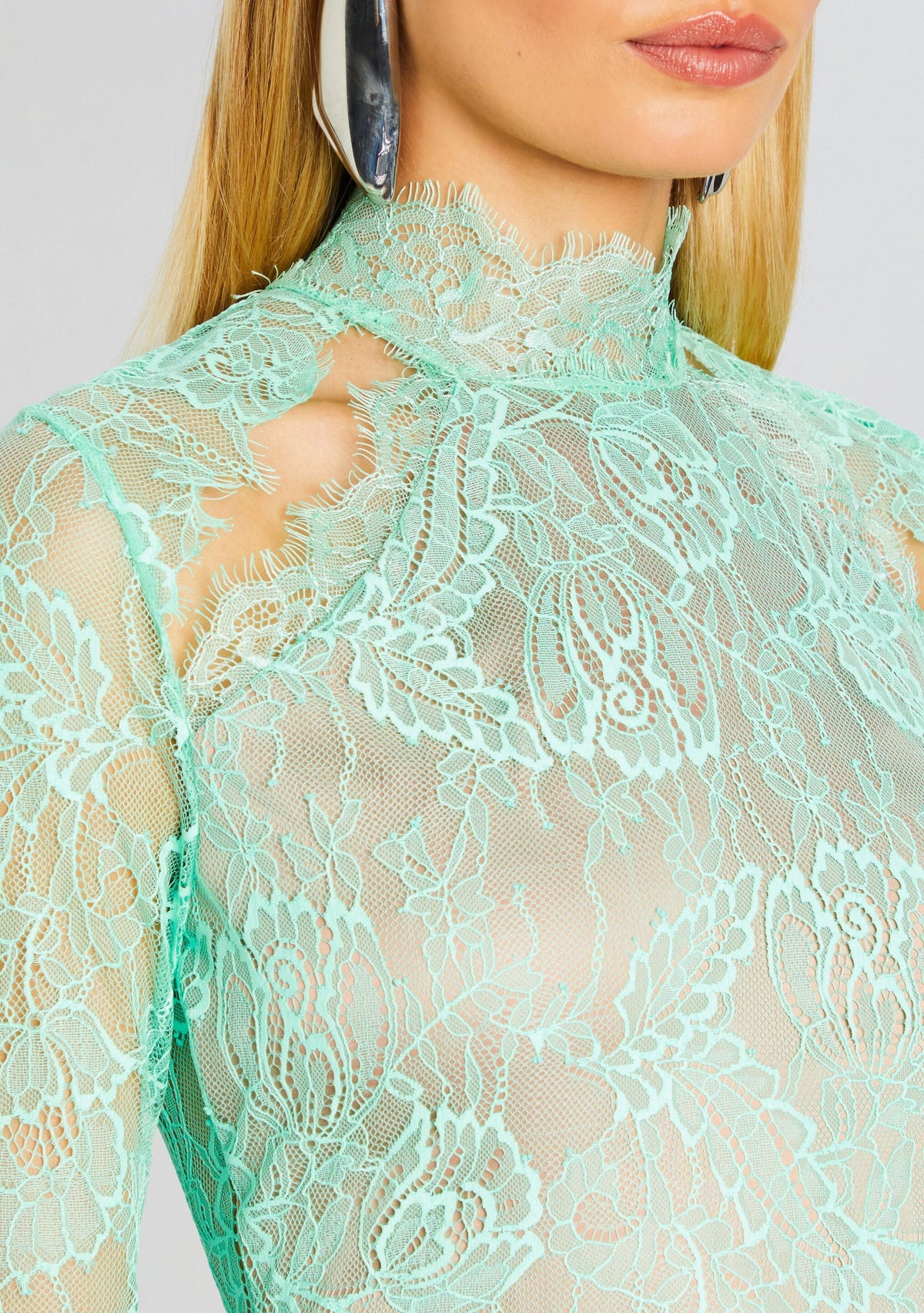 Gilana Lace Dress by retrofête in Pistachio, product image 2