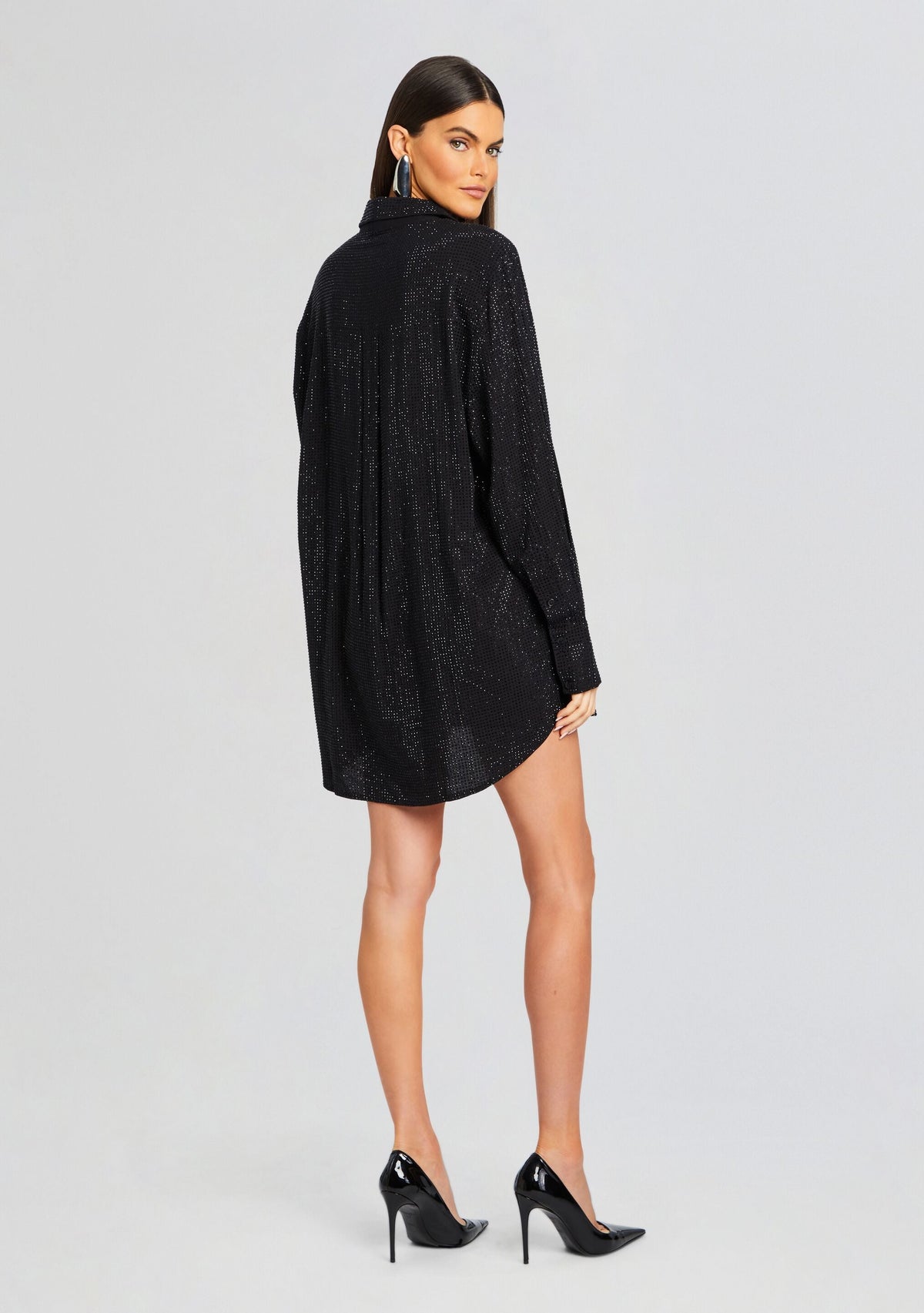 Maddox Embellished Shirt Dress by retrofête in Black, product image 4