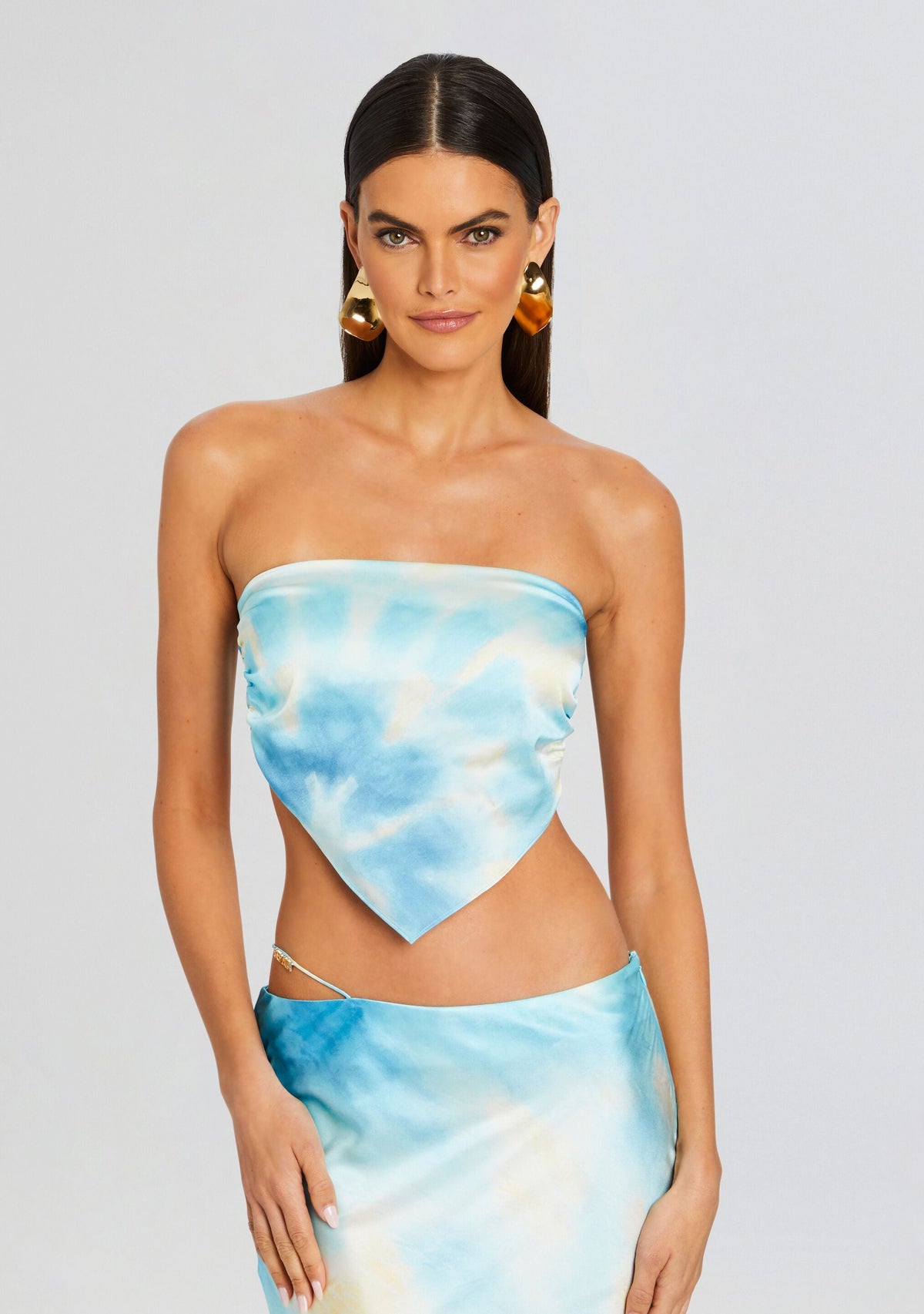 Natalia Silk Scarf Top by SEROYA in Cloud Tie Dye, product image 1