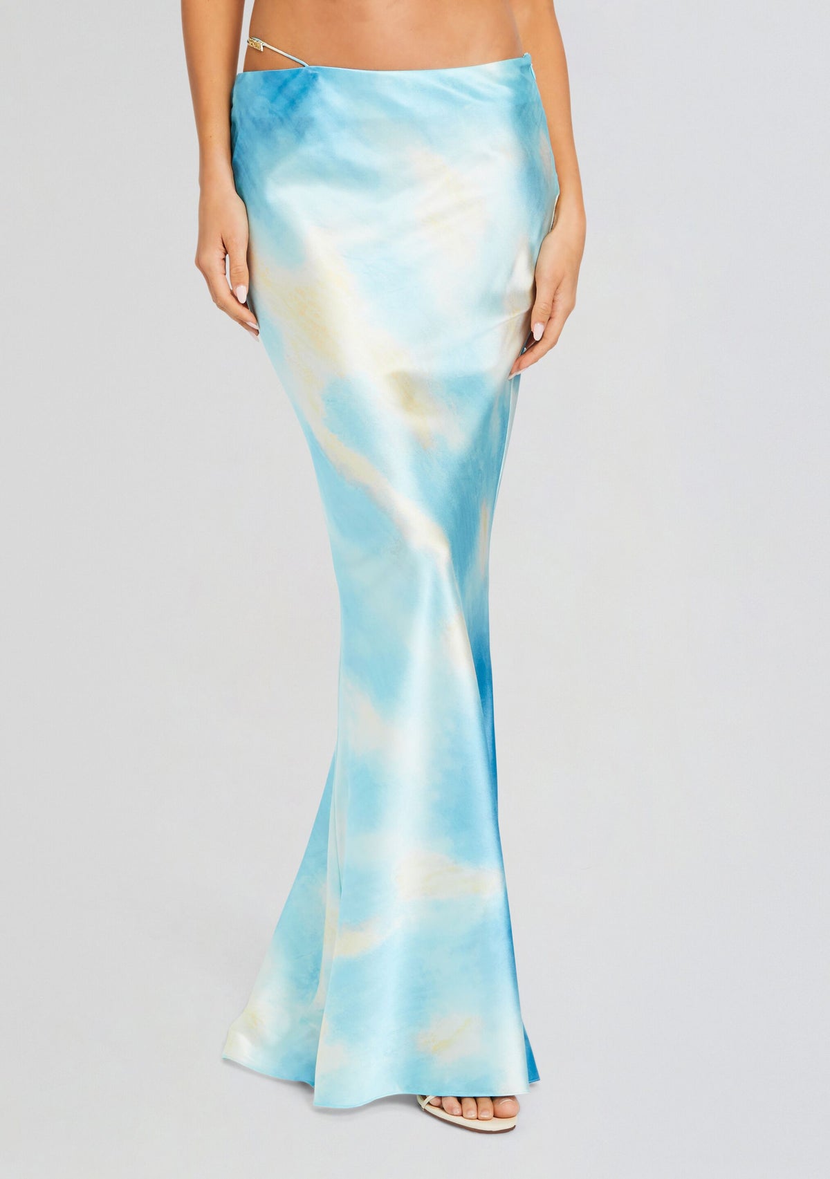 Silvana Silk Maxi Skirt by SEROYA in Cloud Tie Dye, product image 1