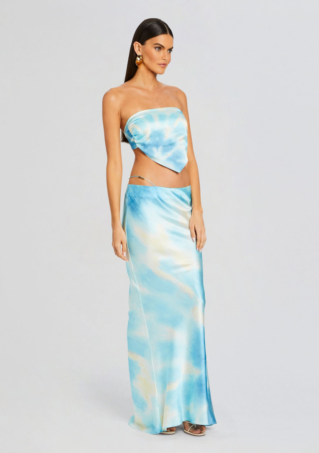 Natalia Silk Scarf Top by SEROYA in Cloud Tie Dye, product image 3