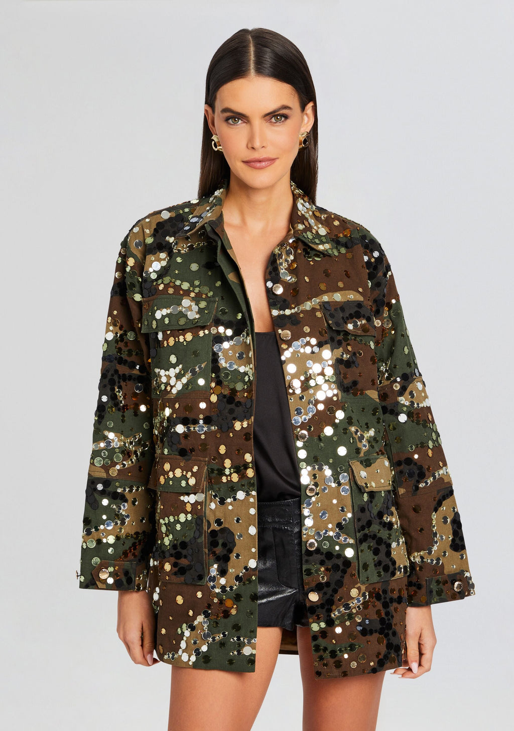 Arlie Embellished Jacket by retrofête in Camo, product image 1