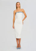 Blanche Knit Denim Dress by SEROYA in White/Coastline, product image 1