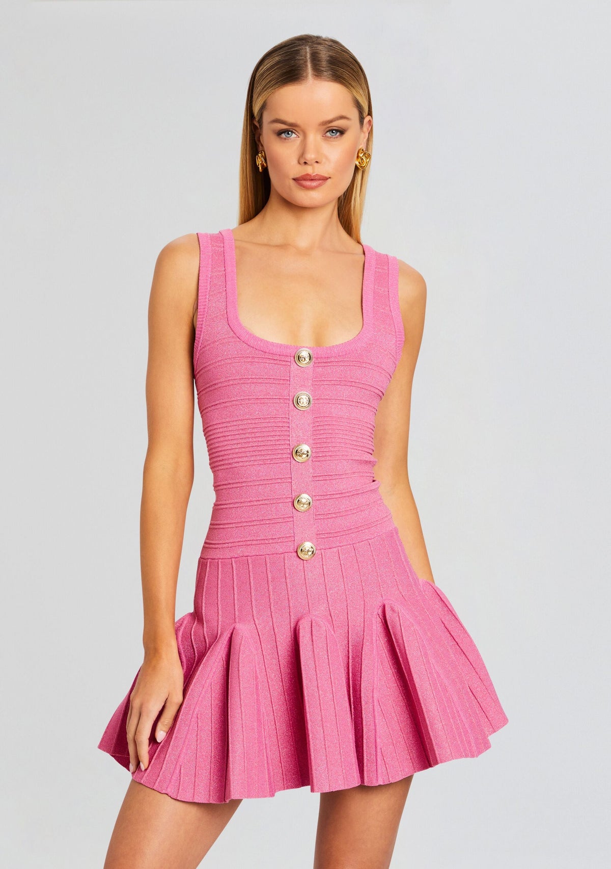 Brooke Metallic Bandage Knit Dress by retrofête in Metallic Candy Pink, product image 5