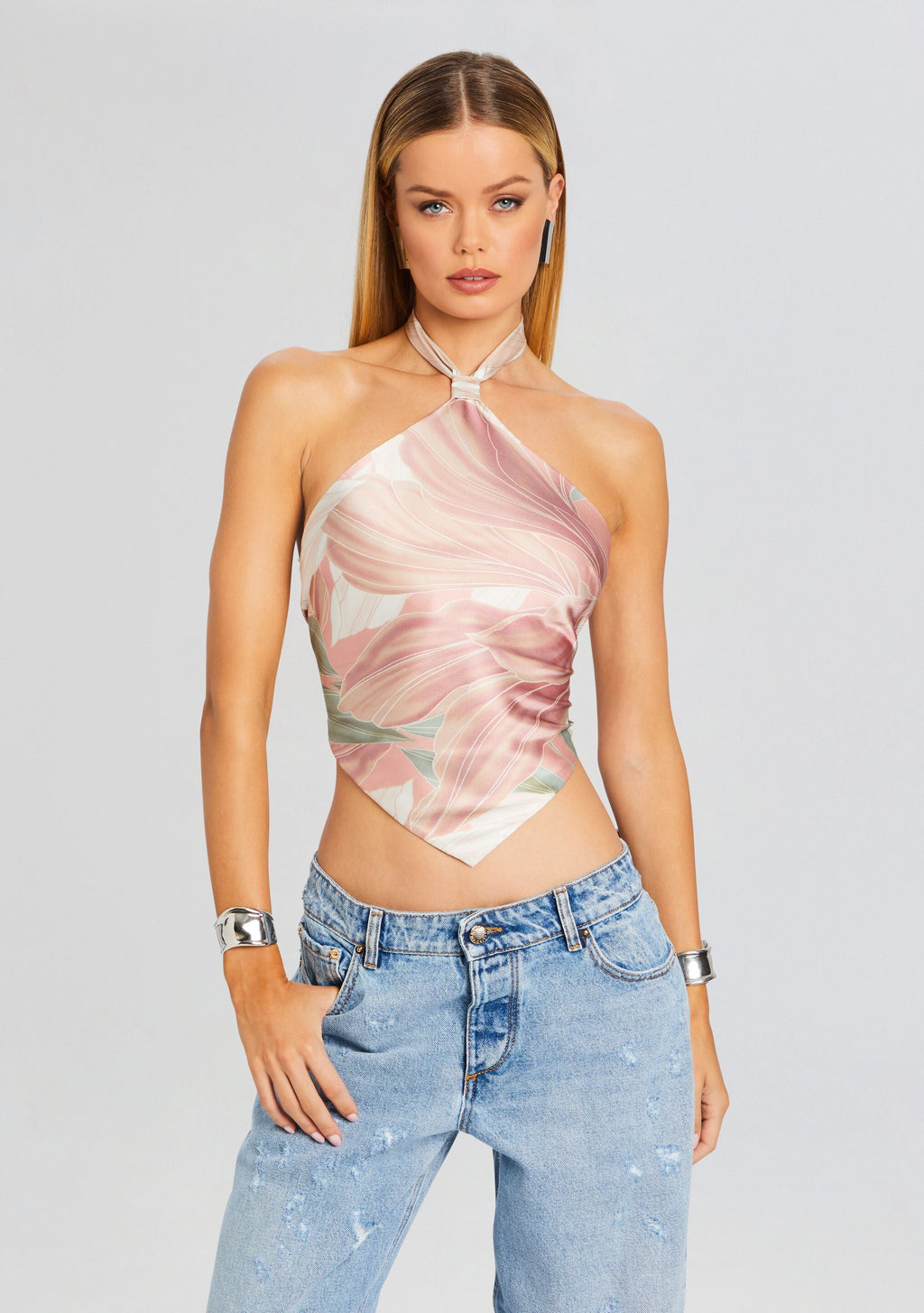 Jamie Silk Top by retrofête in Dusty Pink Botanical, product image 1