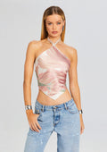 Jamie Silk Top by retrofête in Dusty Pink Botanical, product image 1
