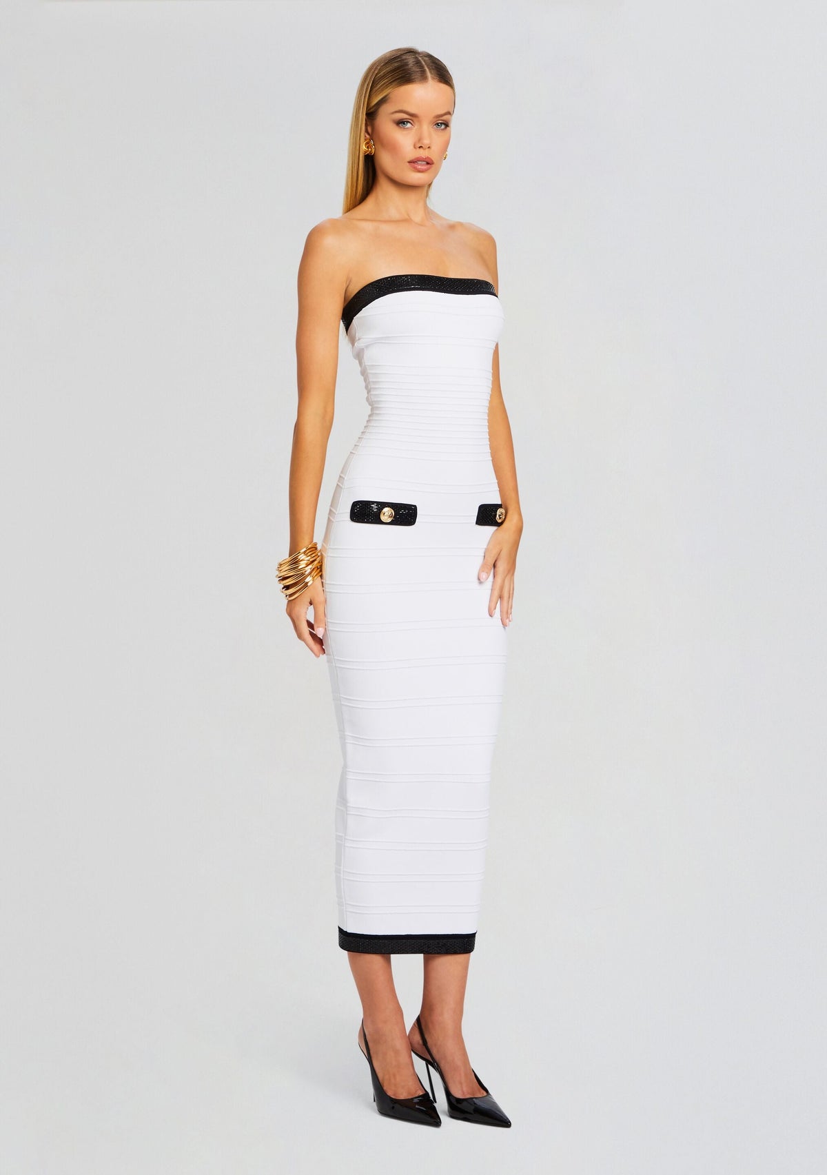 Jenn Dress by retrofête in White/Black, product image 3