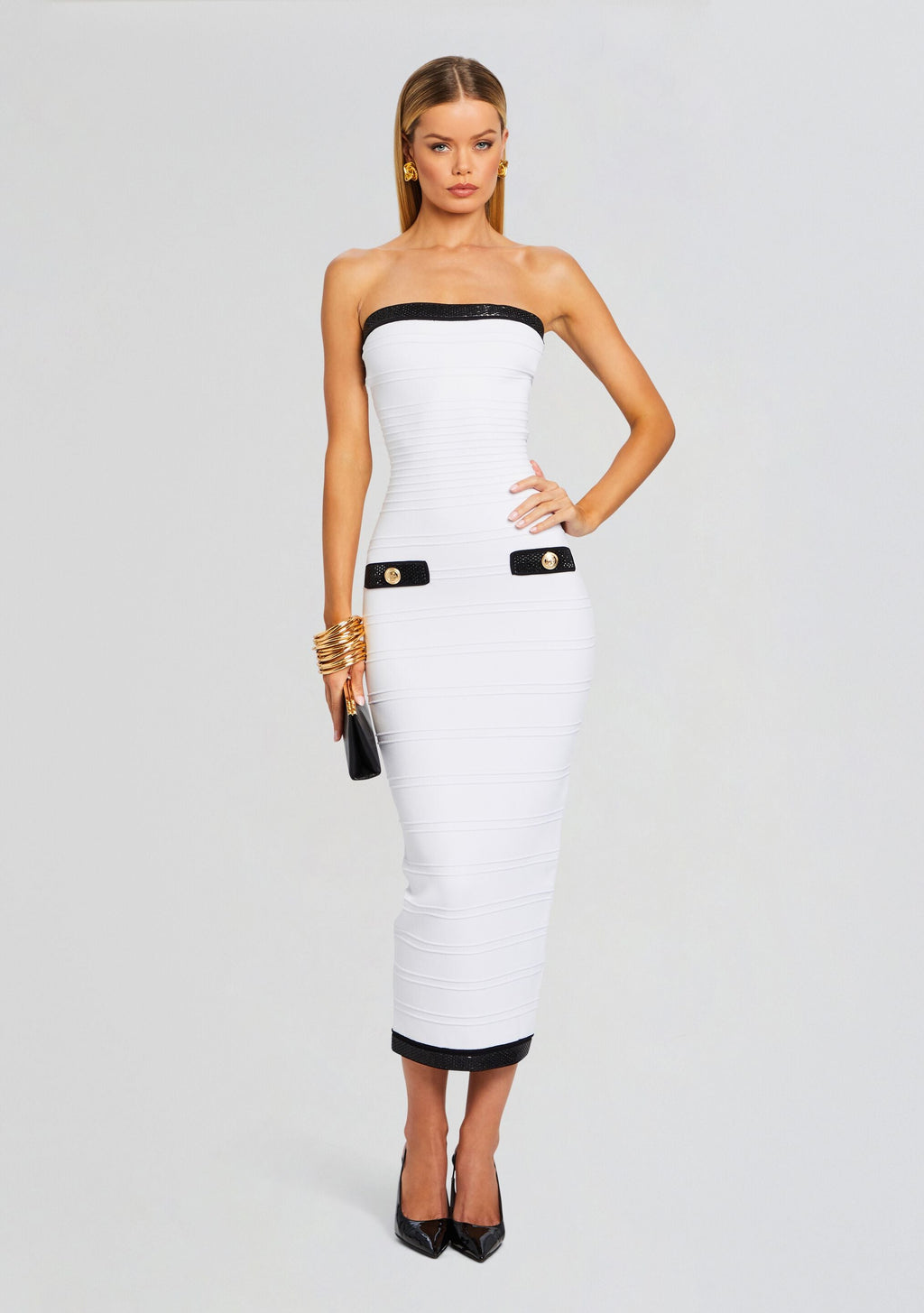 Jenn Dress by retrofête in White/Black, product image 1
