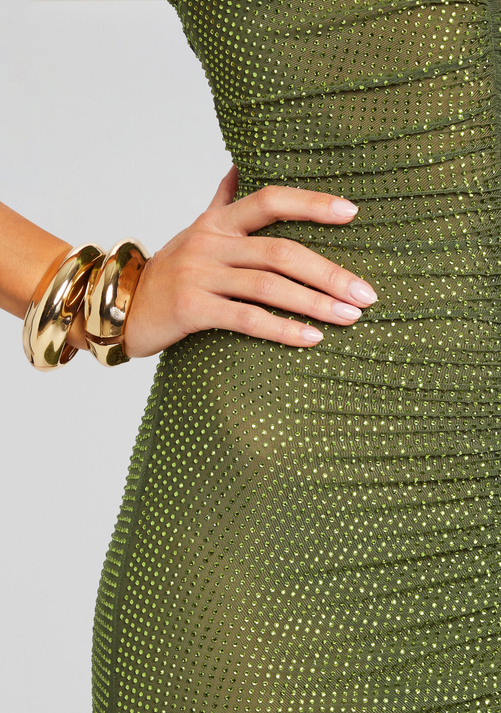 Marsann Embellished Dress by retrofête in Military Green, product image 2