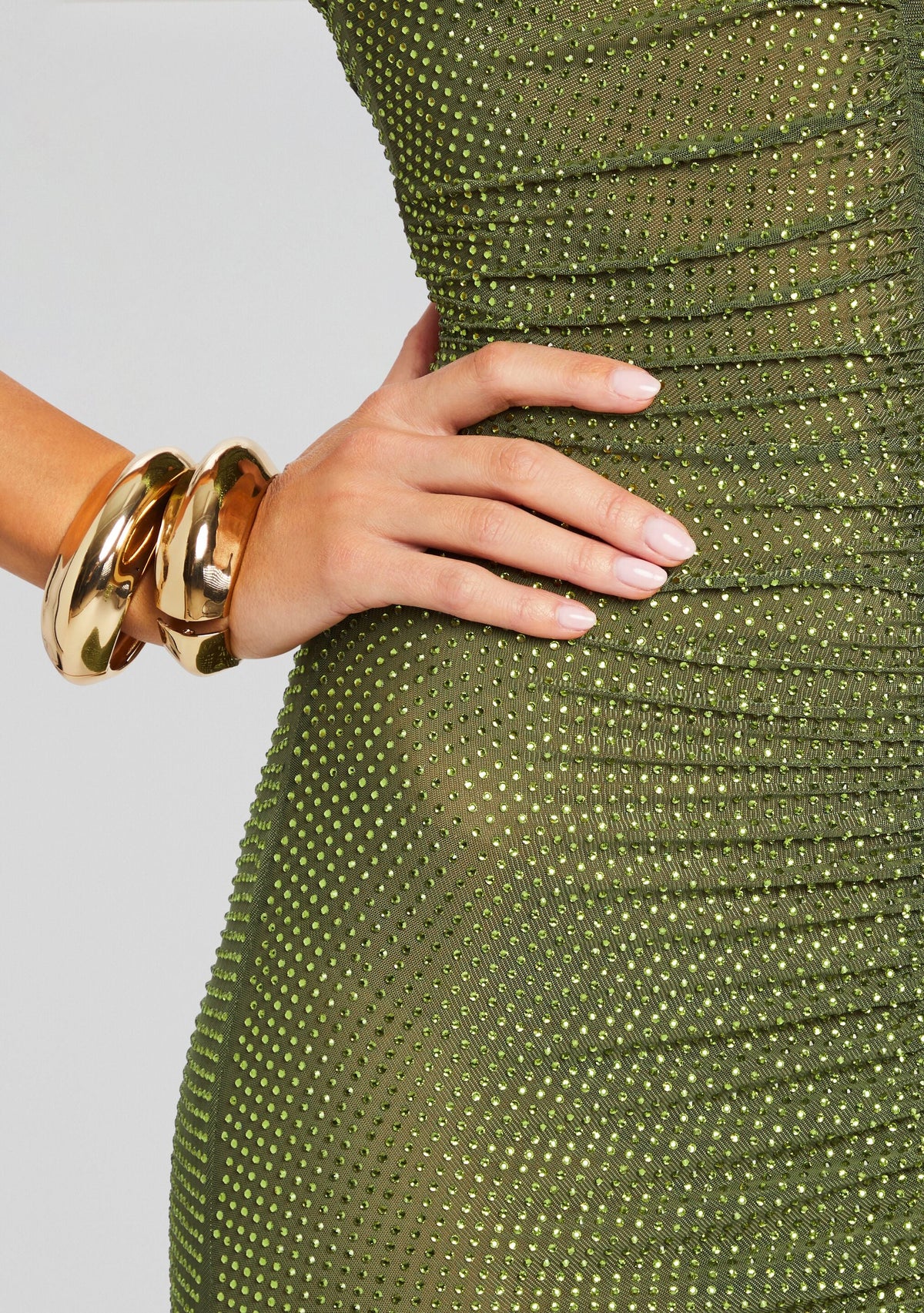 Marsann Embellished Dress by retrofête in Military Green, product image 2