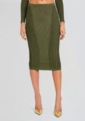 Posie Metallic Rib Knit Skirt by retrofête in MetallicMilitaryGrn, product image 1