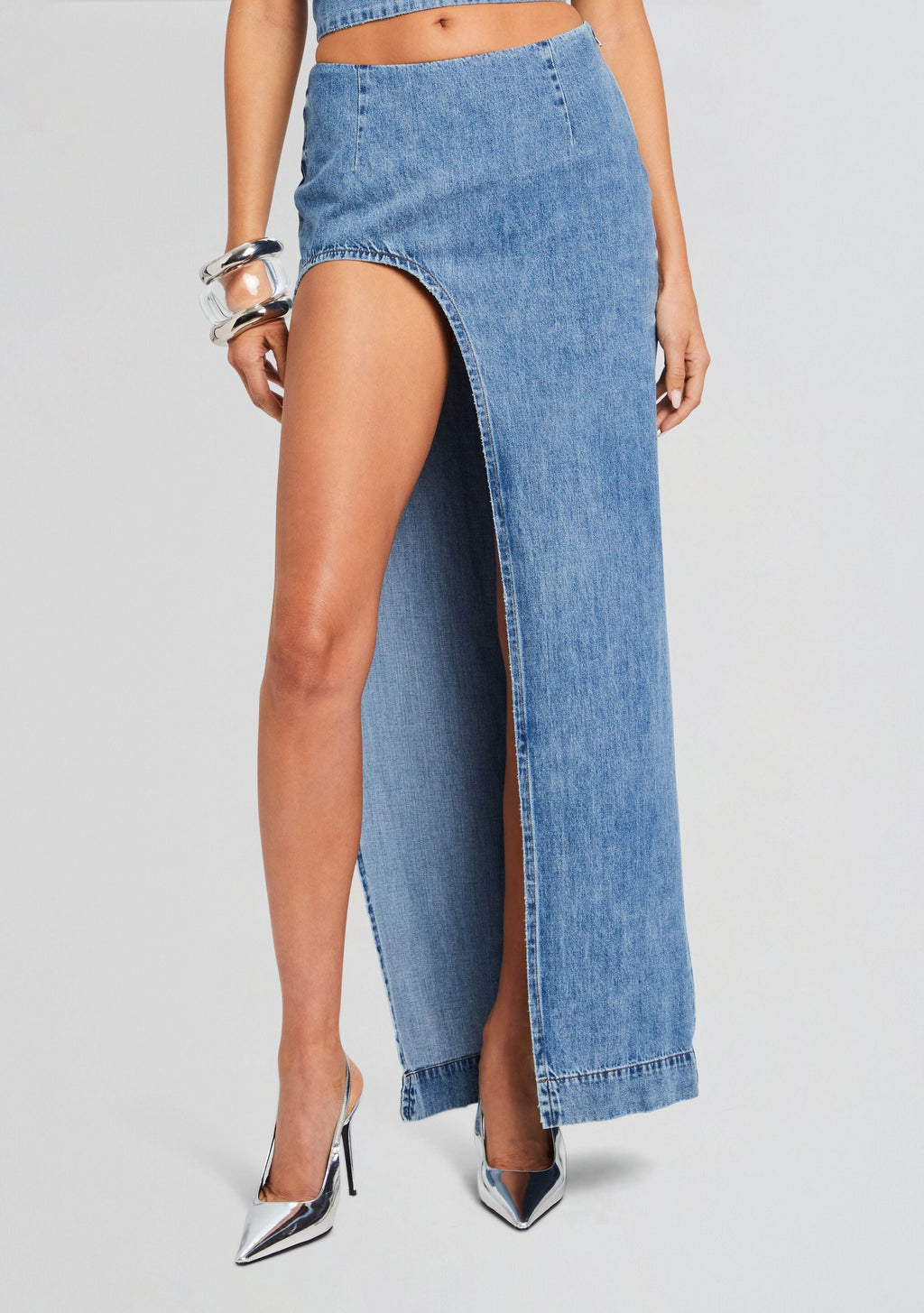 Wynter Denim Skirt by retrofête in Oasis, product image 1