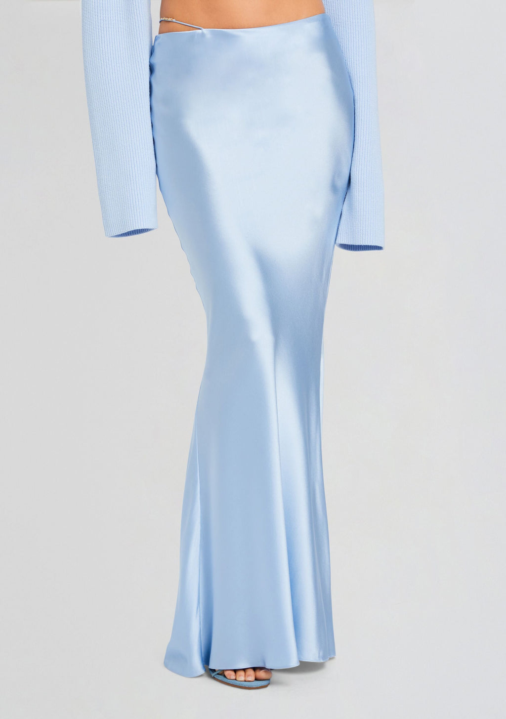 Silvana Silk Maxi Skirt by SEROYA in Ice Blue, product image 1