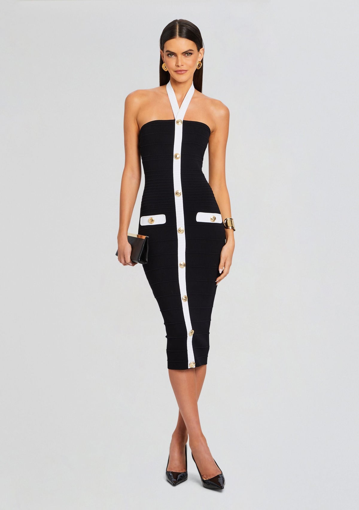 Sloane Bandage Knit Dress by retrofête in Black/White, product image 1
